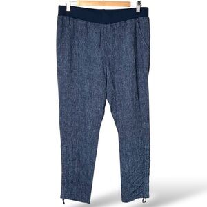 ELLEN TRACY Linen Blend Stretch Waist Joggers Adjustable Rusching at Hem Sz M